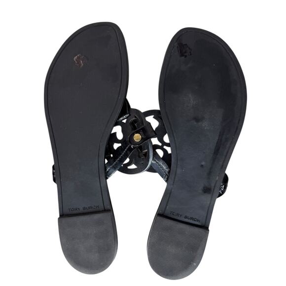 EUC Tory Burch Miller Black Sandals Flip Flops Size 11 Black Patent Leather - Picture 12 of 13